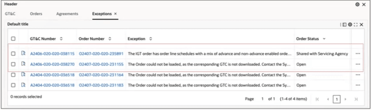 Exceptions Tab