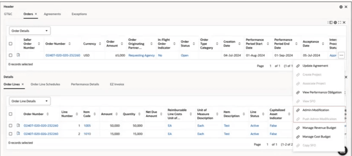 Admin Modification Action