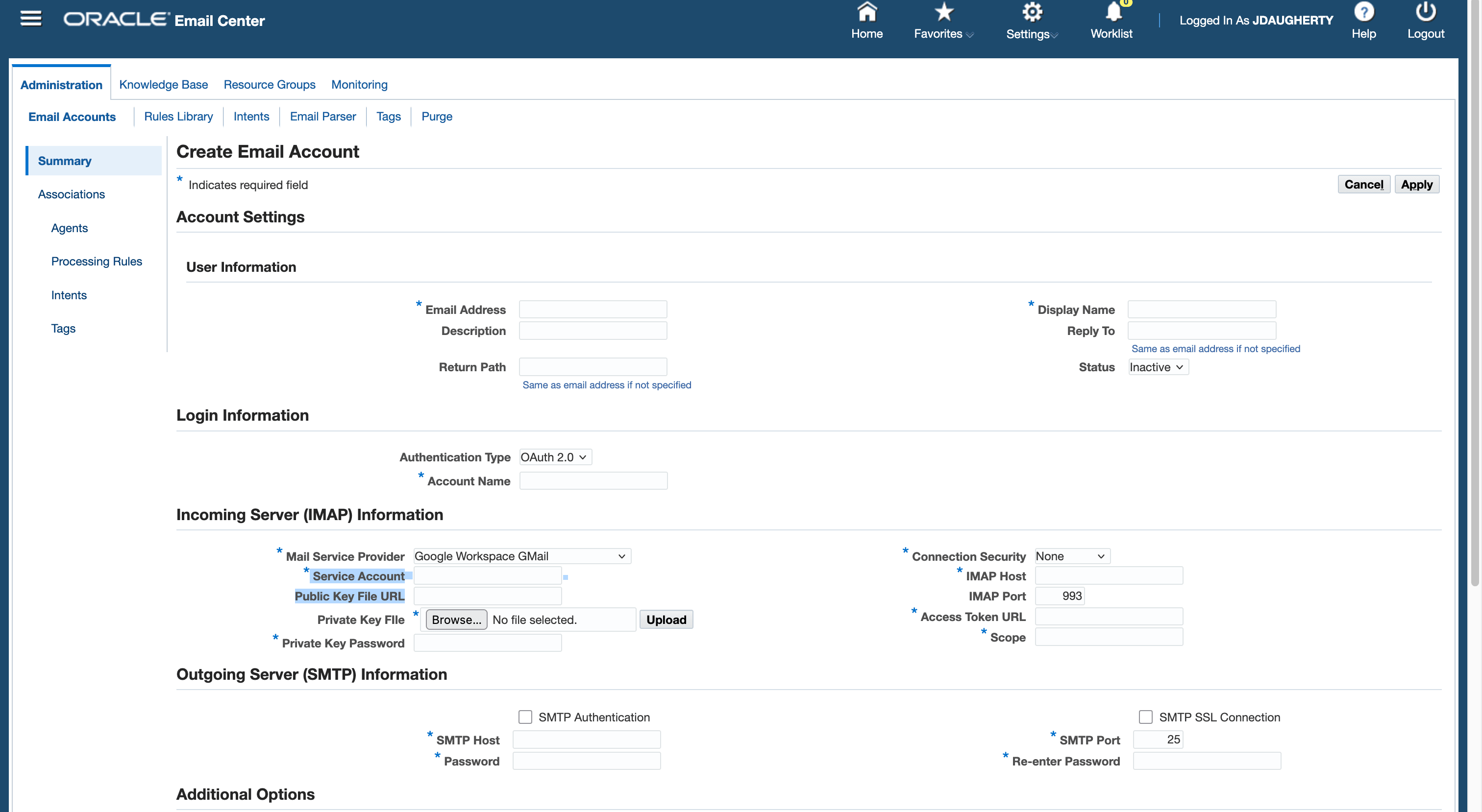 Gmail Server Setup Related Parameters