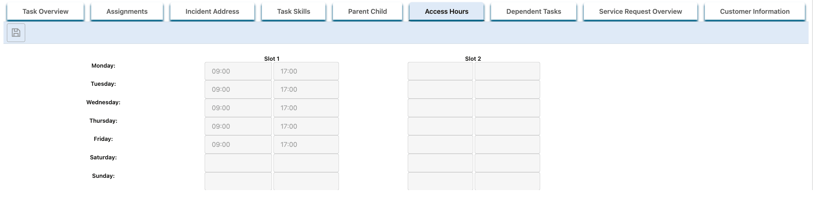 Task Details Access Hours
