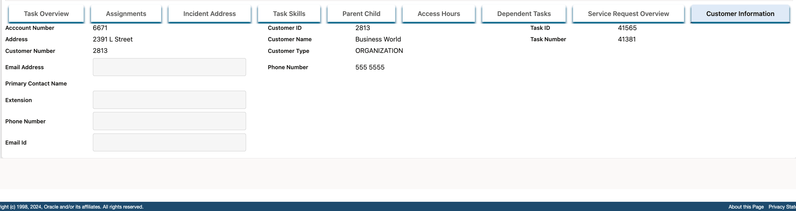 Task Details Customer Confirmation