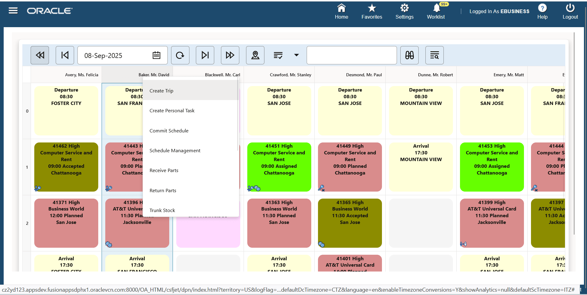 Planboard Resource Right Click Menu