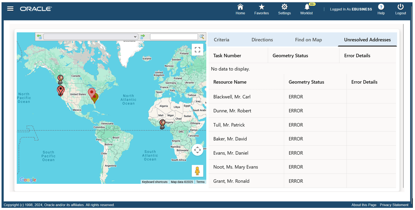 Map Unresolved Address section