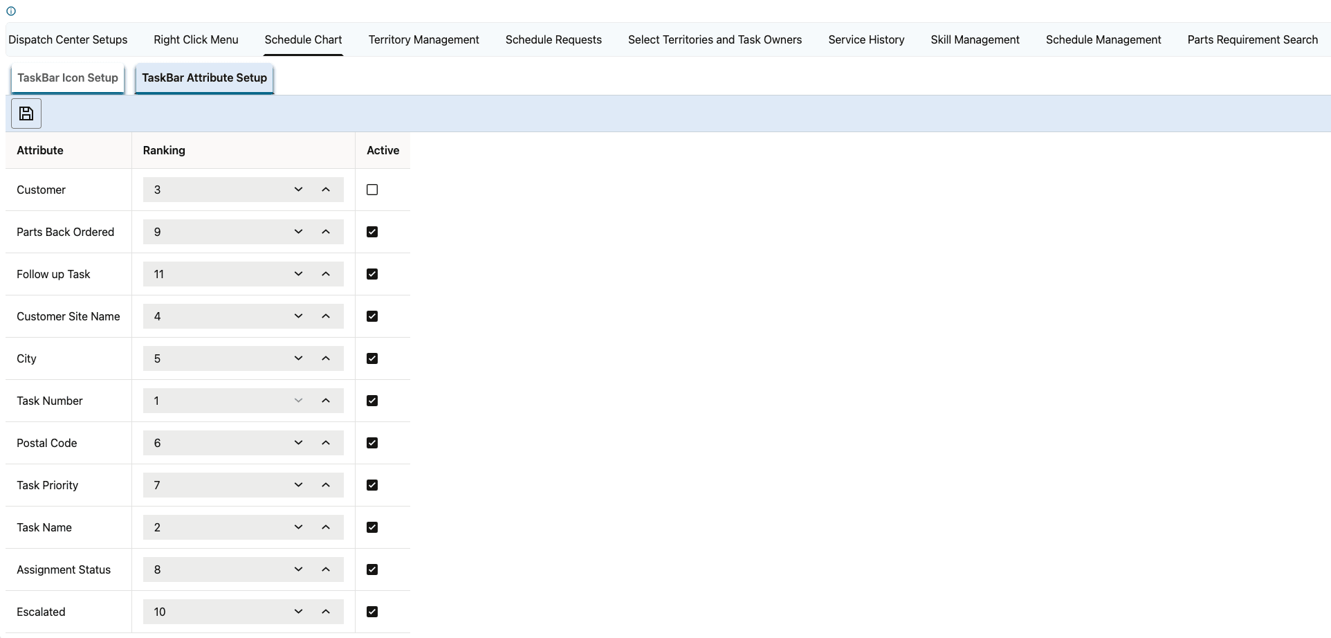 Taskbar Attributes Setup