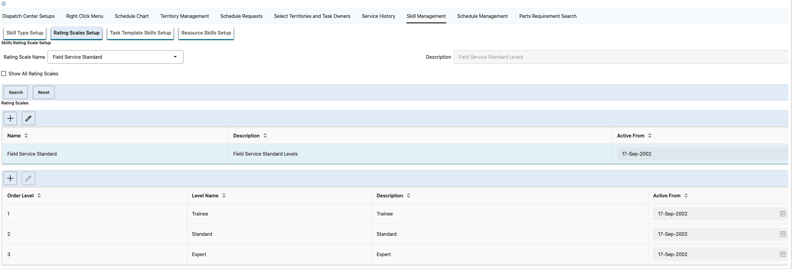 Rating Scales Setup UI