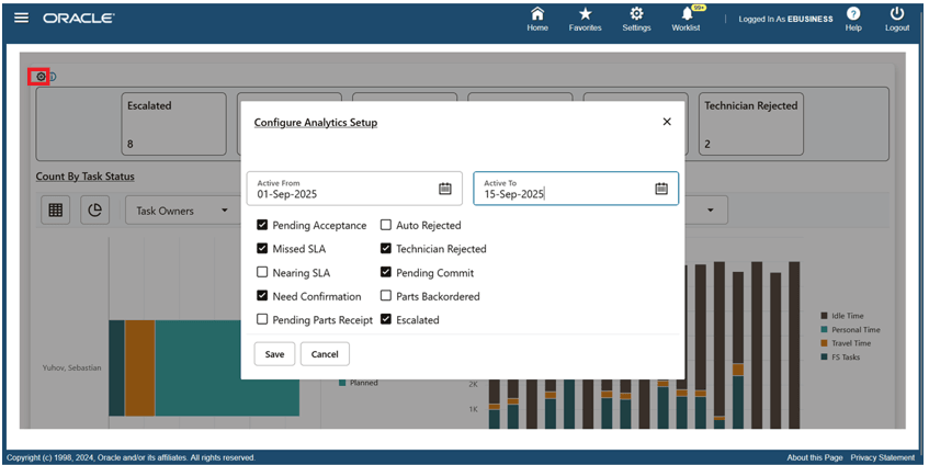 Task Quick Watch setup UI