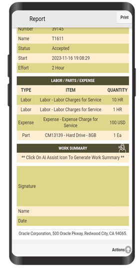 User requests AI for Work Summary