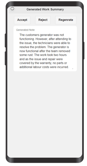 User reviews and approves the work summary generated by AI