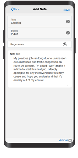User saves notes, with assistance from AI.