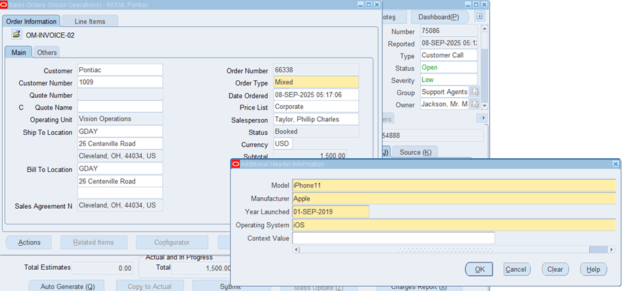 Order Header Details