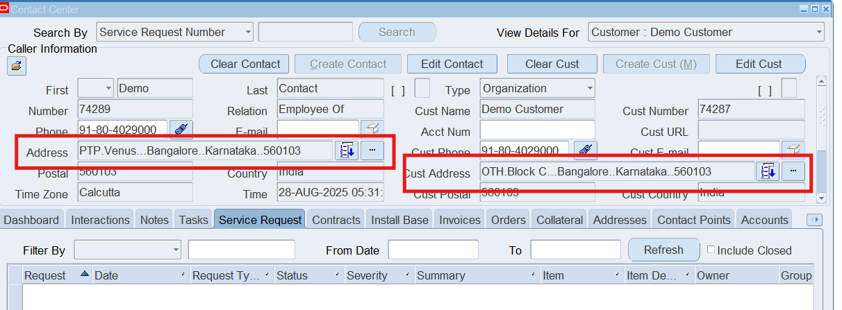 Contact Address alone modified
