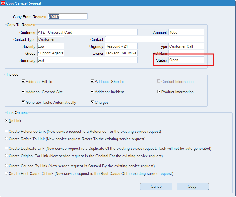 Copy Service Request