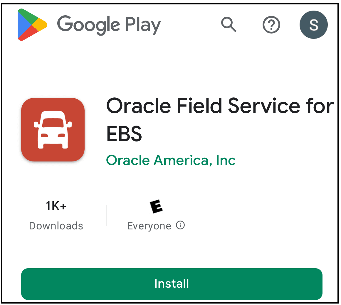 Oracle Field Service for EBS for Android in the Google Play Store