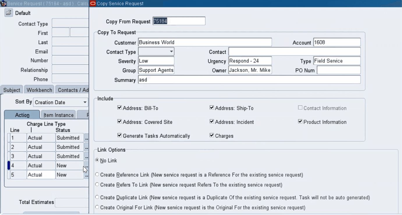 Copy Request Window
