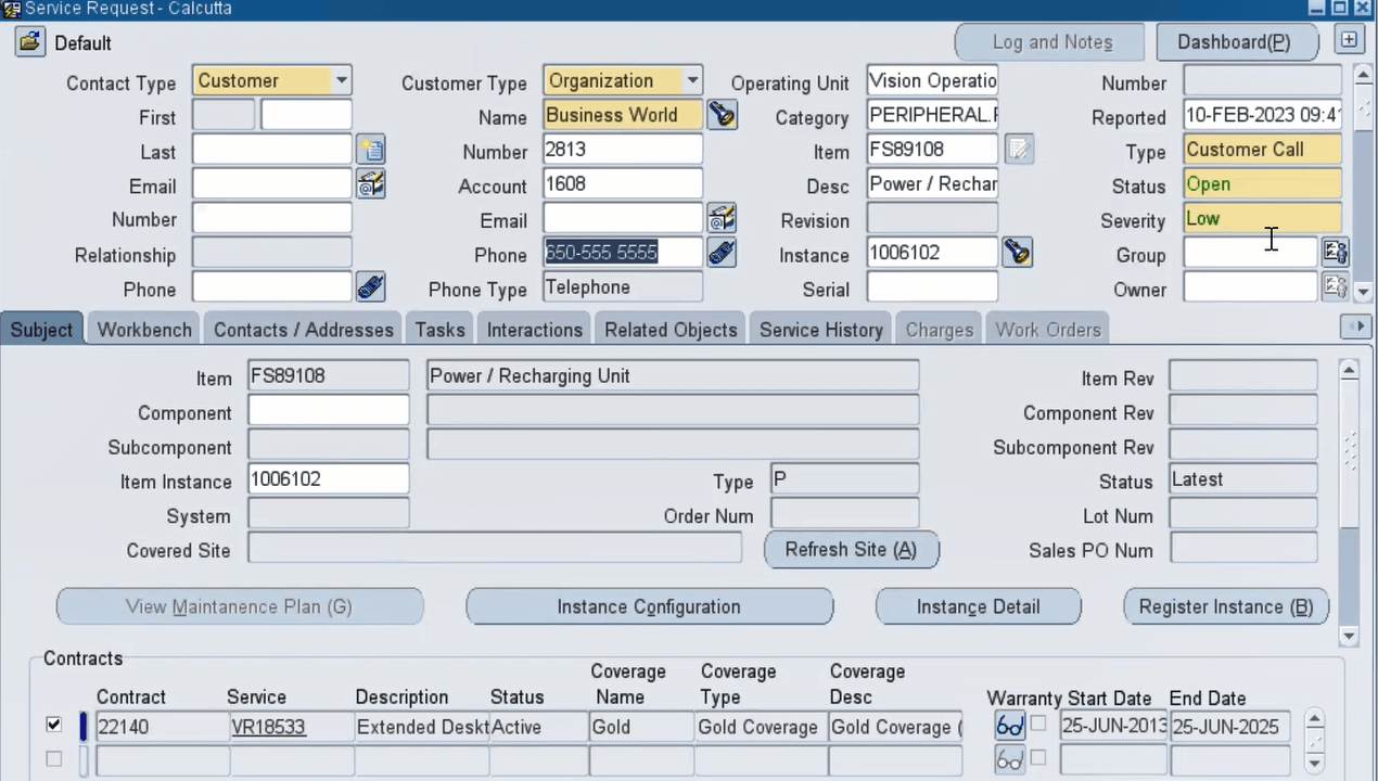 Service Request Window - Fetch Best Possible Contract