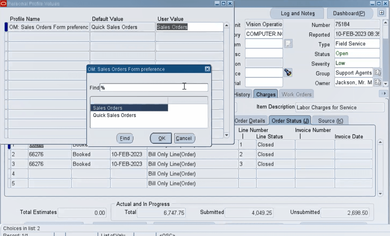OM: Sales Orders Form Preference Profile Option