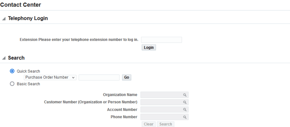Contact Center - Purchase Order Number Search
