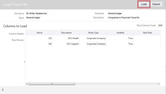Load From File dialog box with Load selected