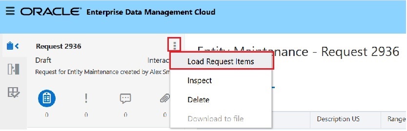 Load Request Items menu option
