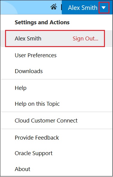 Alex Smith with Sign Out selected