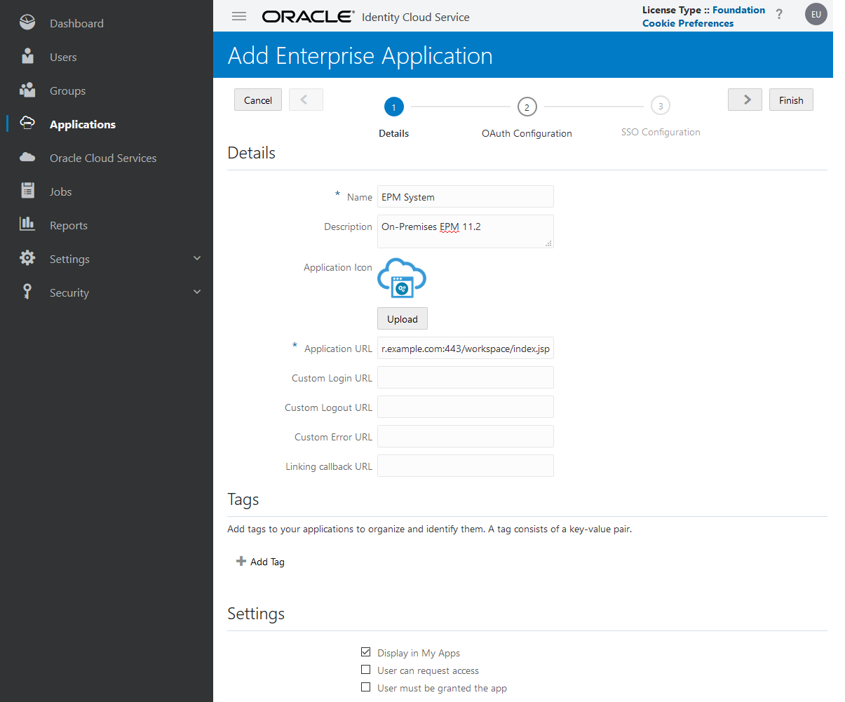 Adding EPM System Application And Gateway To Oracle Identity Cloud Services