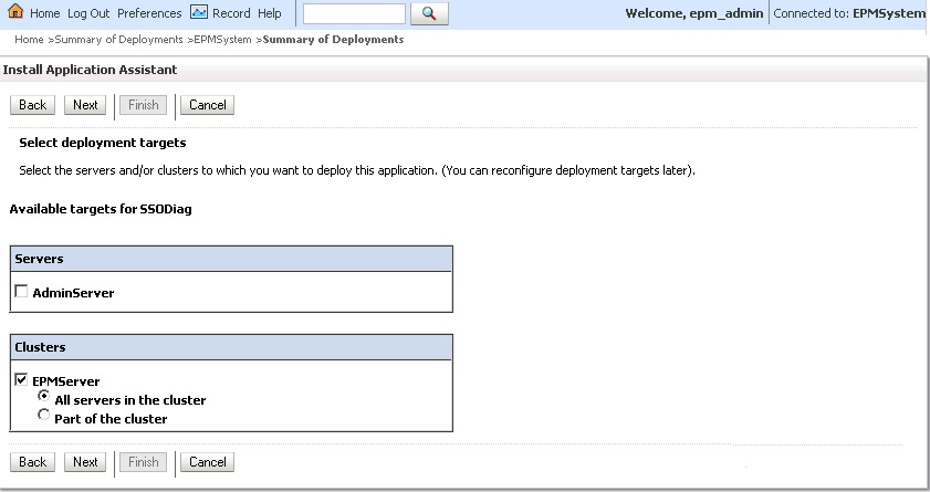 SSODiag deployment: Selecting target