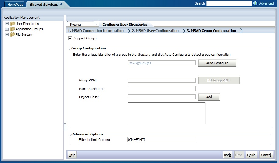 Illustration of Group Configuration screen