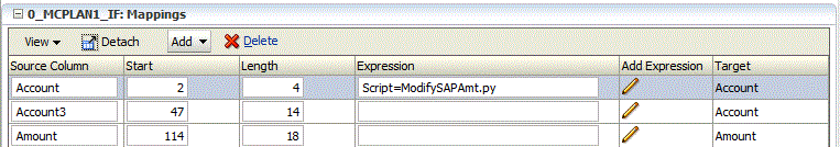 Image shows script in Expression column