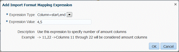 Image shows Add Import Format Mapping Expression