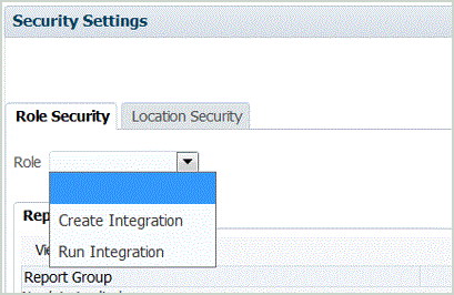 Screen shows Role Security options.