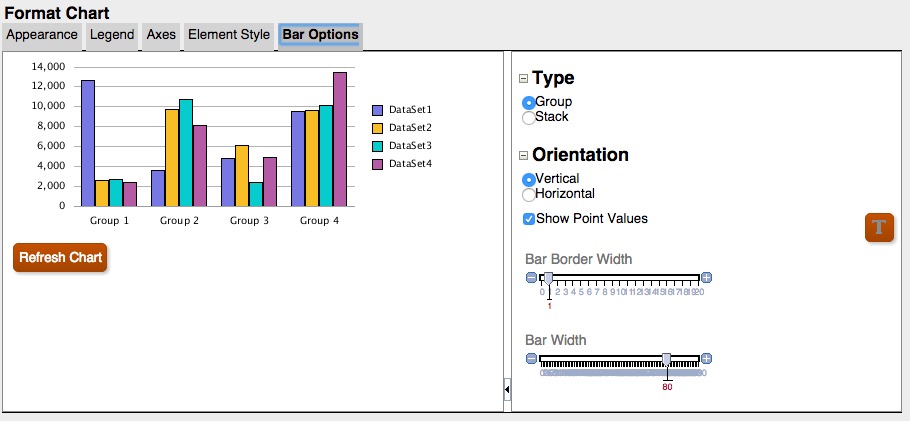 Bar Options Tab in the Updated Charting Engine