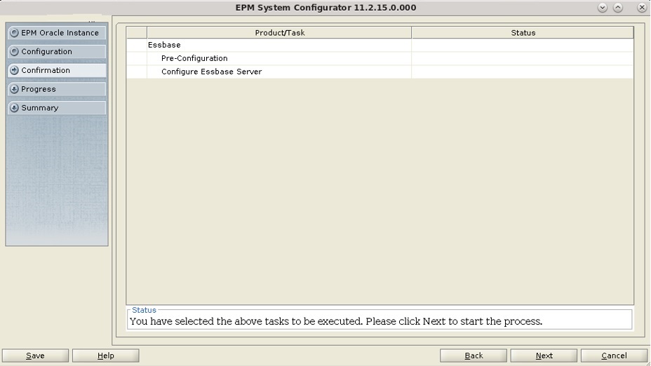 Confirmation screen of EPM System Configurator
