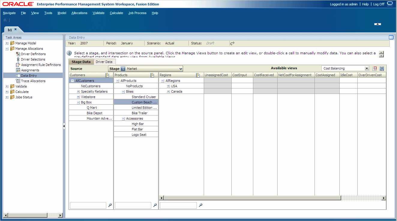 The Data Entry screen is used to manually add data or edit imported data.