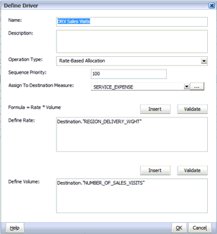 Use the Define Driver dialog box to create a new Rate-Based driver.