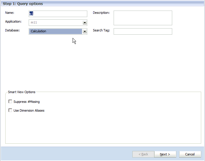 Modify query options for the selected query.