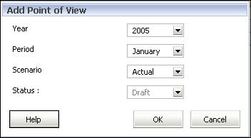 Select the Year, Period, and Scenario on the Add POV Dialog Box