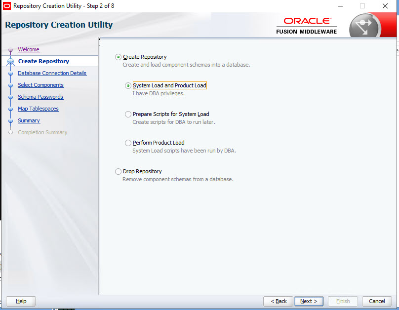 Create Repository page for Repository Creation Utility