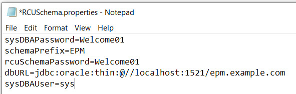 RCUSchema properties file in a text editor