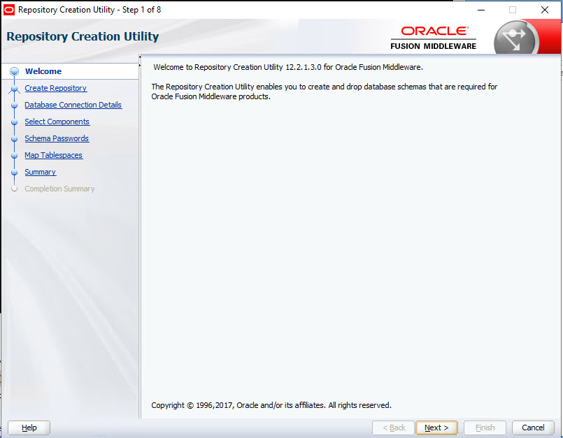 Welcome page for Repository Creation Utility