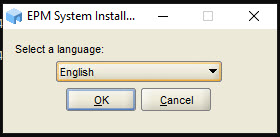Select Language page of EPM System Installer