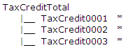 Sample list of Tax Credit accounts Sample list of Tax Credit accounts