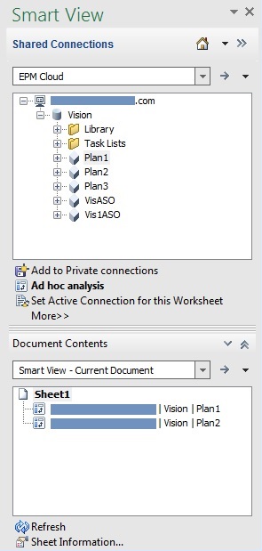The Smart View panel with the both the library pane and the Document Contents pane displayed. The Smart View panel with the both the library pane and the Document Contents pane displayed.