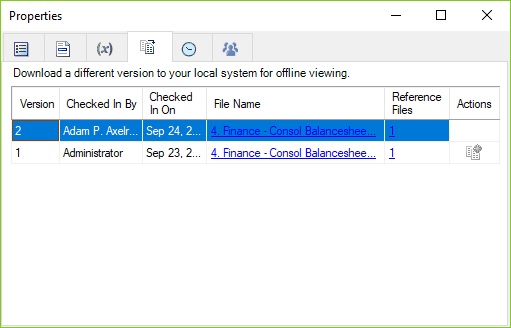 Version tab of the Properties dialog box Version tab of the Properties dialog box