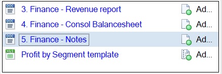 Portion of the Report Center panel showing the highlighting of a selected docet Portion of the Report Center panel showing the highlighting of a selected docet