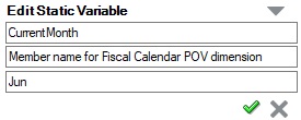 The editable fields, Name, Description, and Value, of a variable The editable fields, Name, Description, and Value, of a variable
