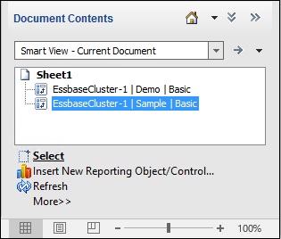 Shows the Sample Basic grid highlighted in the tree in the Document Contents pane. Shows the Sample Basic grid highlighted in the tree in the Document Contents pane.