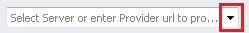 Shows the Smart View Panel, private connection text box, where you can click the arrow and select a data source to which to connect from the drop-down list
