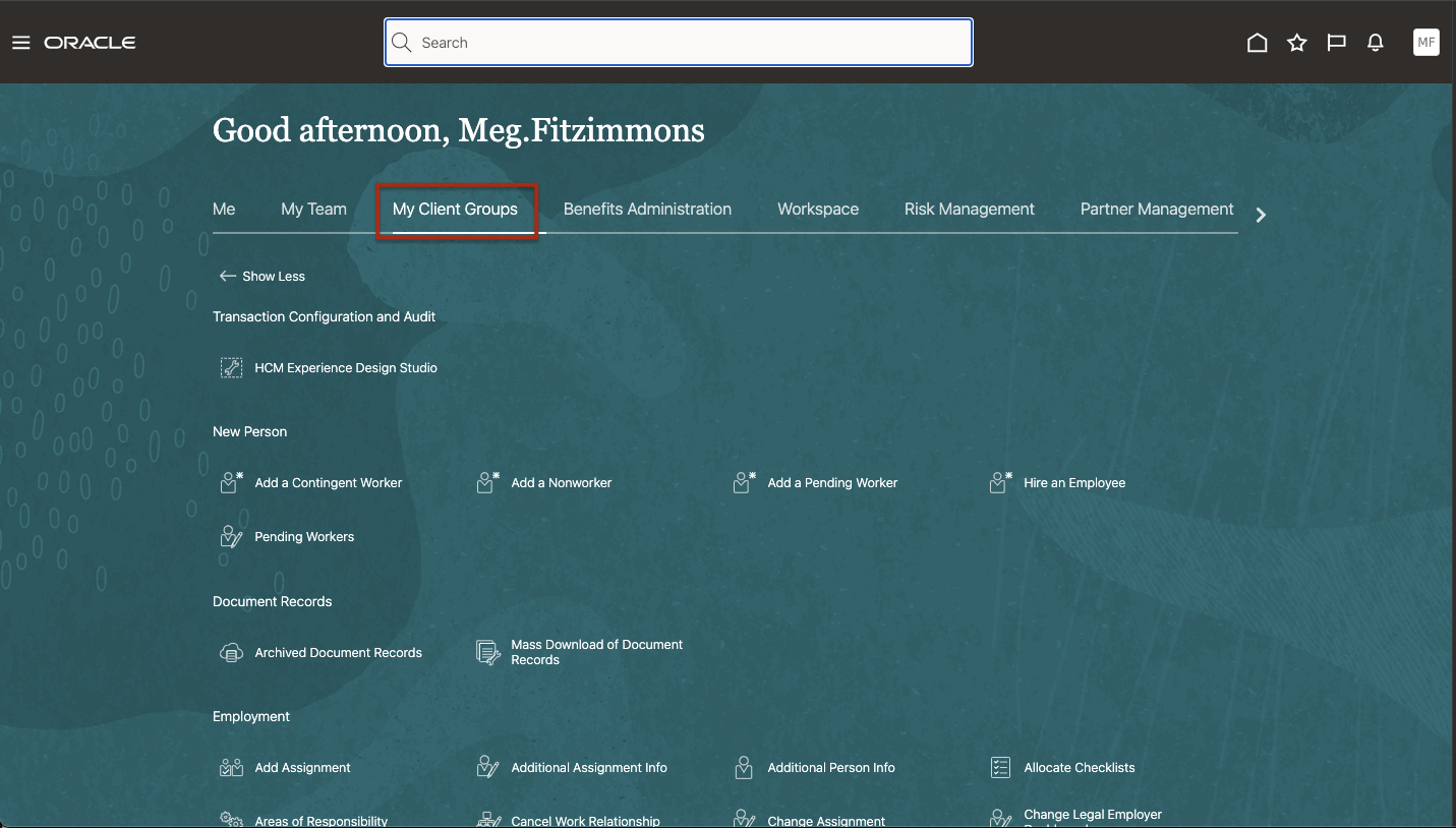 Navigation to My Client Groups