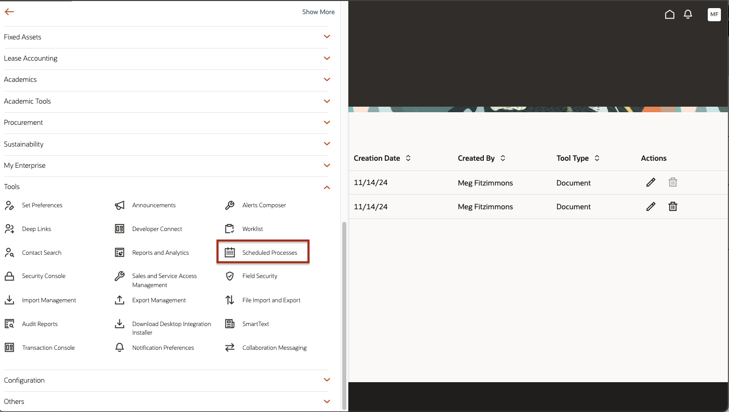 Navigate to Scheduled Processes