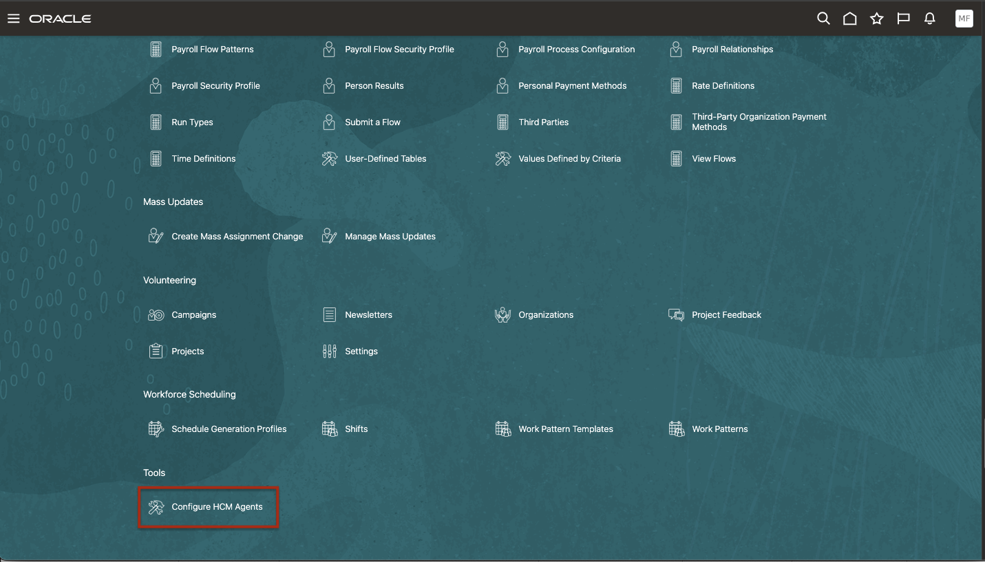 Navigation to Configure HCM Agents